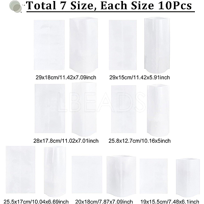 70Pcs 7 Style PET Heat Shrink Bag ABAG-BC0001-31-1