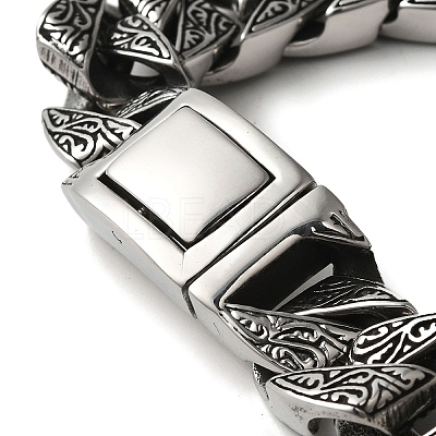 304 Stainless Steel Cuban Link Chain Bracelets for Women Men BJEW-Q341-06D-AS-1