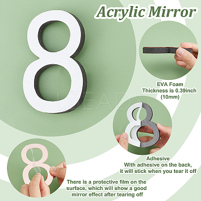 10Pcs 10 Style Acrylic Mirror Wall Stickers AJEW-CN0001-55-1