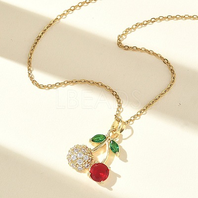 Brass & Cubic Zirconia Pendant Necklaces SA-CBA7E55-03G-02-1