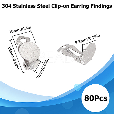 80Pcs 304 Stainless Steel Clip-on Earring Findings STAS-SC0005-67-1