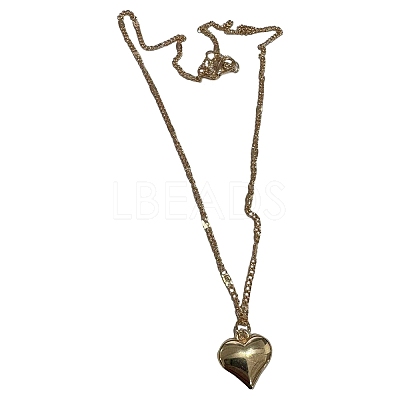 Alloy Heart Pendant Figaro Chain Necklaces for Women WG28BBE-01-1