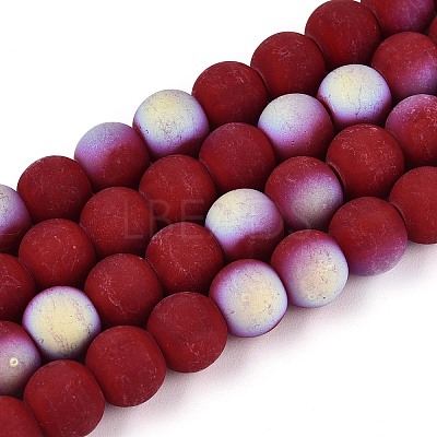 Frosted Opaque Glass Beads Strands LS-GLAA-T032-P8mm-MBB23-1