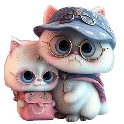 Cat with Glasses Acrylic Hanging Ornaments PW-WG7B355-01-1