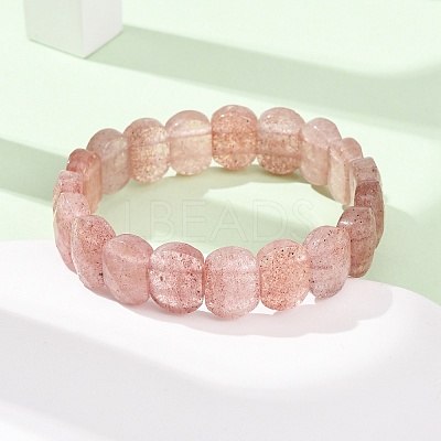 Synthetic Strawberry Quartz Beaded Stretch Bracelets for Unisex G-K303-01F-1