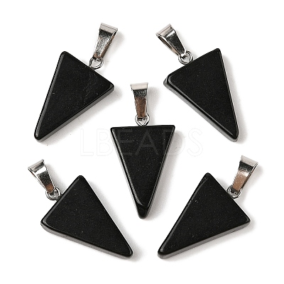 Natural Obsidian Pendants G-B127-04P-06-1