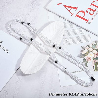 Baking Paint Pearlized Glass Pearl Round Beaded Long Necklaces NJEW-SW00066-02-1