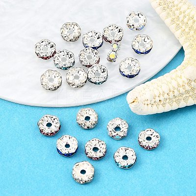 Brass Rhinestone Spacer Beads RB-A014-L7mm-S-1