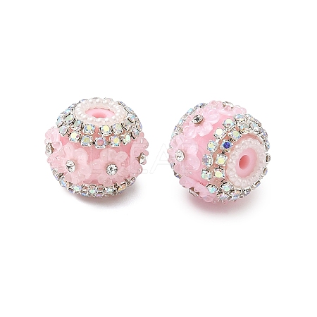 Bling Resin Rhinestone Flower Beads OACR-D310-01P-D-1