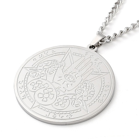Non-Tarnish 304 Stainlessa Steel Curb Chain Pendant Necklaces NJEW-H034-06P-1
