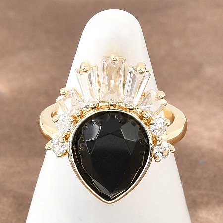 Brass with Natural Obsidian Finger Rings GG-CBACC2B-07G-09-1