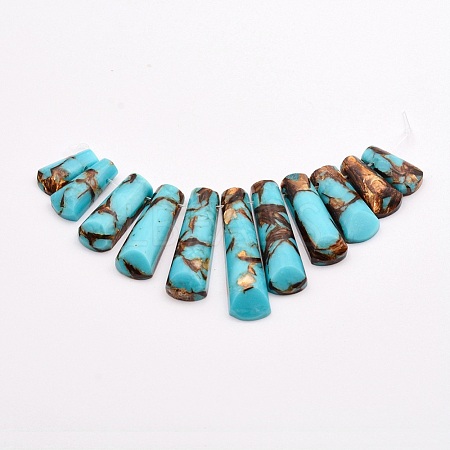 Assembled Bronzite and Synthetic Turquoise Beads Strands G-P298-F01-1