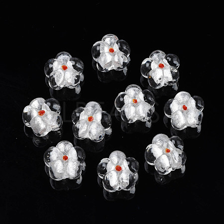 Handmade Silver Foil Glass Lampwork Beads FOIL-T001-02A-1