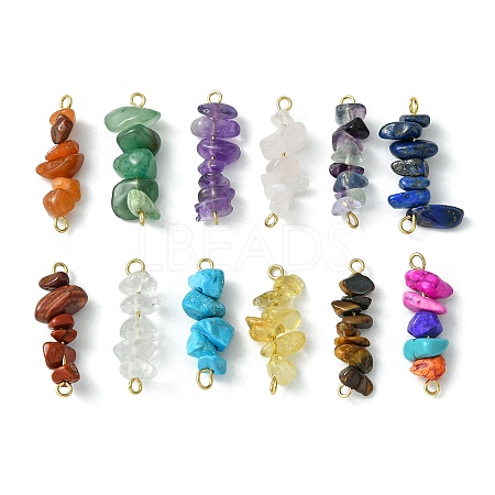 12Pcs 12 Styles Natural & Synthetic Mixed Gemstone Chip Links Connector Charms PALLOY-JF02498-01-1