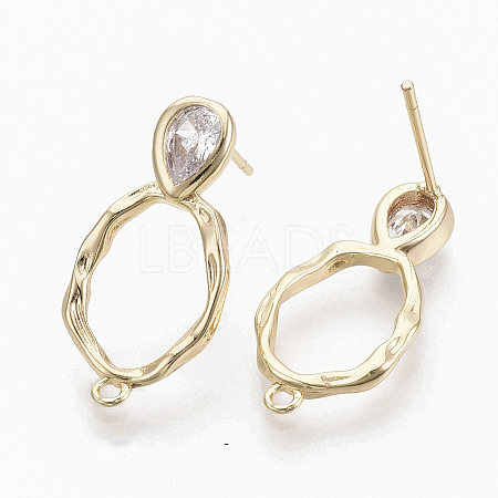 Brass Cubic Zirconia Stud Earring Findings KK-S354-230-NF-1