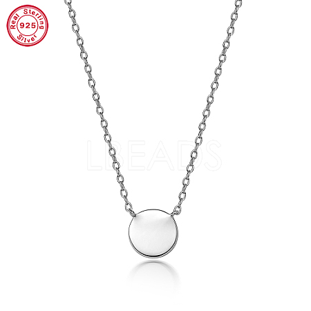 925 Sterling Silver Flat Round Pendant Necklaces for Women NW7727-5-1