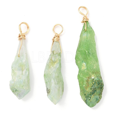 Electroplated Raw Rough Natural Quartz Crystal Copper Wire Wrapped Pendants PALLOY-JF02409-01-1