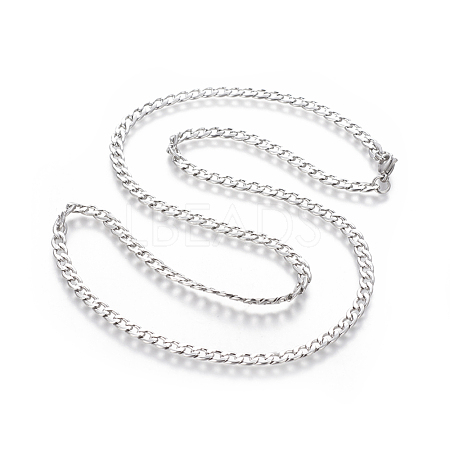 304 Stainless Steel Curb Chain Necklaces NJEW-E143-02P-1