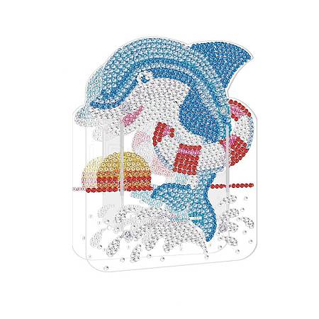 5D DIY Dolphin Pattern Animal Diamond Painting Pencil Cup Holder Ornaments Kits DIY-C020-10-1