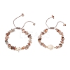 2Pcs Adjustable Natural Black Gold Rutilated Quartz Chip Beads Braided Bead Bracelets BJEW-JB11914-2