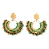 304 Stainless Steel & Bohemian Beaded Fan Dangle Stud Earrings for Women EJEW-R001-05G-02-2