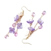 Flower Brass Dangle Earrings EJEW-TA00643-01-4