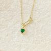 Heart Safety Pin Brass Pave Cubic Zirconia Pendant Necklaces for Women FS-WGA6C95-05-1