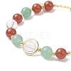 Natural Mixed Gemtone Beaded Stretch Bracelets with Alloy Enamel Christmas Tree Charms BJEW-TA00267-4