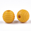 Painted Natural Wood Beehive Beads WOOD-S049-04A-09-2