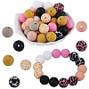 70Pcs 10 Styles Printed Round Silicone Focal Beads SIL-SZ0002-37-1