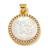 Rack Plating Brass Micro Pave Clear Cubic Zirconia Flat Round Pendants KK-U025-10G-02-1
