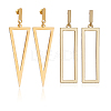2 Pairs 2 Style 316 Surgical Stainless Steel Hollow Out Triangle & Rectangle Dangle Stud Earrings EJEW-AN0001-86-1