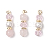 3Pcs 3 Styles Natural Rose Quartz and Shell Pearl & Glass Pendants PALLOY-JF04786-01-1