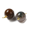 Natural Indian Agate Round Charms with Real 18K Gold Plated Brass Loops KK-P242-09B-G03-2