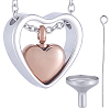1Pc 304 Stainless Steel Heart Pendant Urn Ashes Necklaces NJEW-CN0001-19RGP-1