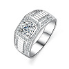 Rhodium Plated 925 Sterling Silver Micro Pave 6.5x3.9mm Moissanite Finger Rings WGBE16F-25-4