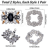 4Pcs 2 Style Alloy Rhinestone Shoe Buckle Clips AJEW-GF0008-65-2
