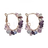 Natural Gemstone Chips Beaded Hoop Earrings EJEW-JE05175-3