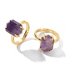 Hexagon Natural Amethyst Finger Rings RJEW-B113-02G-06-2