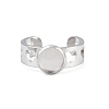 Hollow Heart 304 Stainless Steel Cuff Ring Components SA-CBA82C8-02A-P-2