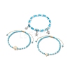 Ocean Theme Synthetic Turquoise & Natural Howlite Anklets Set AJEW-AN00505-6