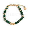 Retro Synthetic Malachite & Stainless Steel Beaded Bracelets for Women NO5359-2-1