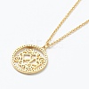 Brass Micro Pave Clear Cubic Zirconia Pendant Necklaces NJEW-J059-01K-3