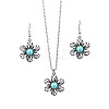 Synthetic Turquoise Pendant Necklaces & Dangle Earrings Sets WGE96E9-02-2