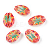Flower Printed Cowrie Shell Beads SSHEL-ZX006-08C-1