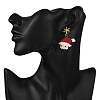 Santa Claus Brass Dangle Stud Earrings EJEW-MZ00498-3