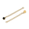 Ion Plating(IP) 316 Surgical Stainless Steel Curb Chain Extender with Natural Black Agate Round Charm STAS-A097-01G-06-2