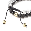 2Pcs 2 Style Cubic Zirconia Braided Bead Bracelet BJEW-JB08050-02-6