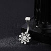 304 Stainless Steel Clear Cubic Zirconia Curved Barbell Belly Button Rings AJEW-D306-03P-01-1