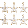 Beebeecraft 8Pcs Brass Pave Clear Cubic Zirconia Connector Charms ZIRC-BBC0002-25-1